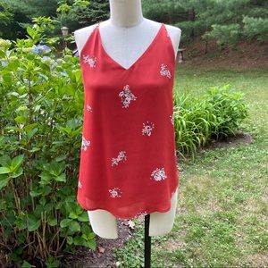 Loft red floral tank top